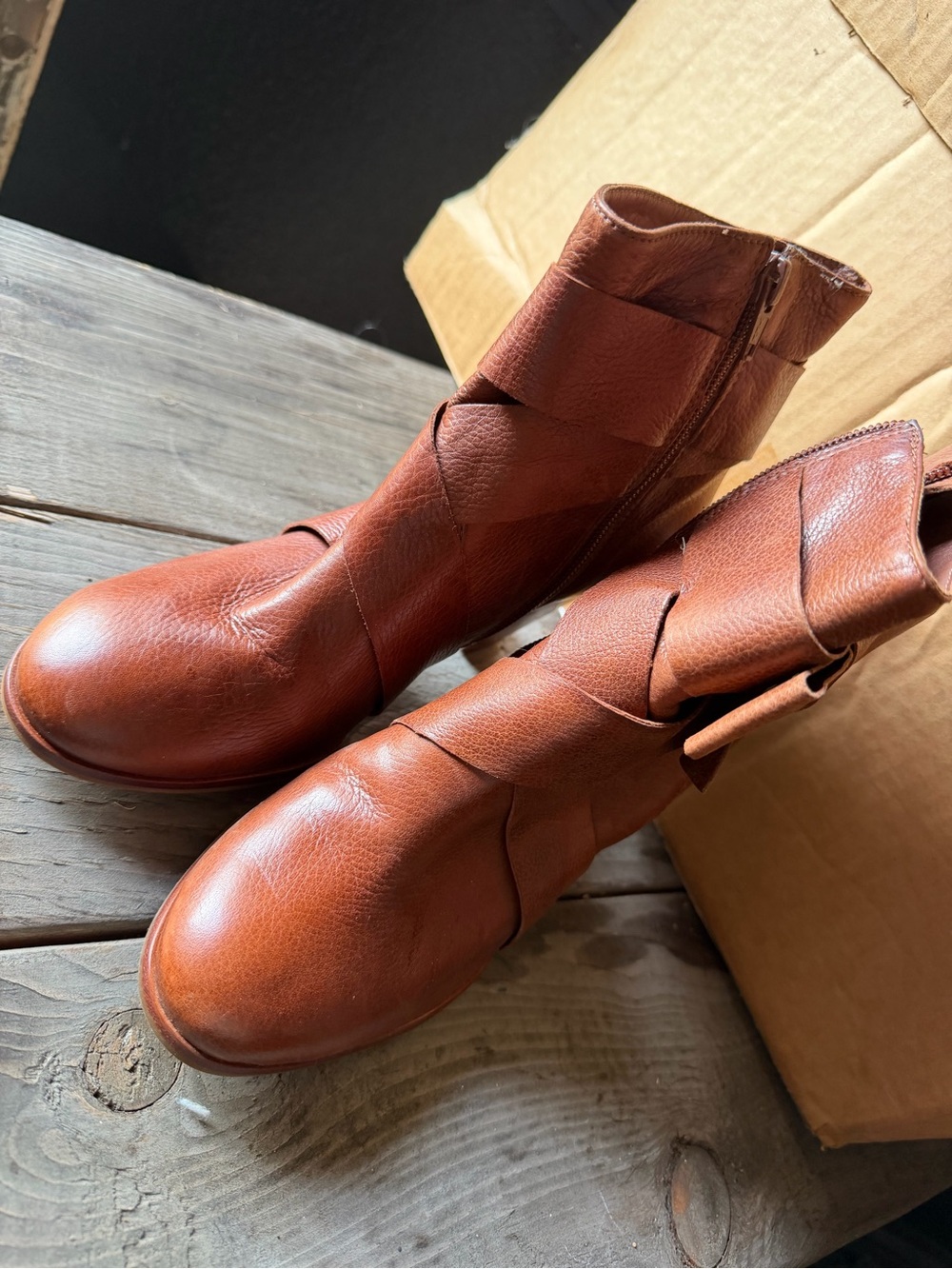 kate spade Cognac Brown Leather Ankle Booties